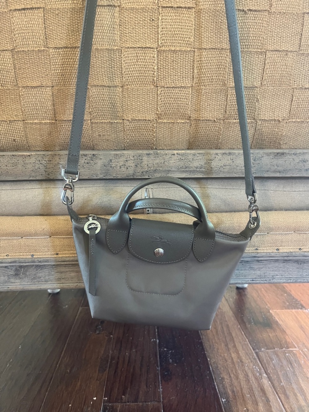 Longchamp Small Crossbody Bag in grey taupe